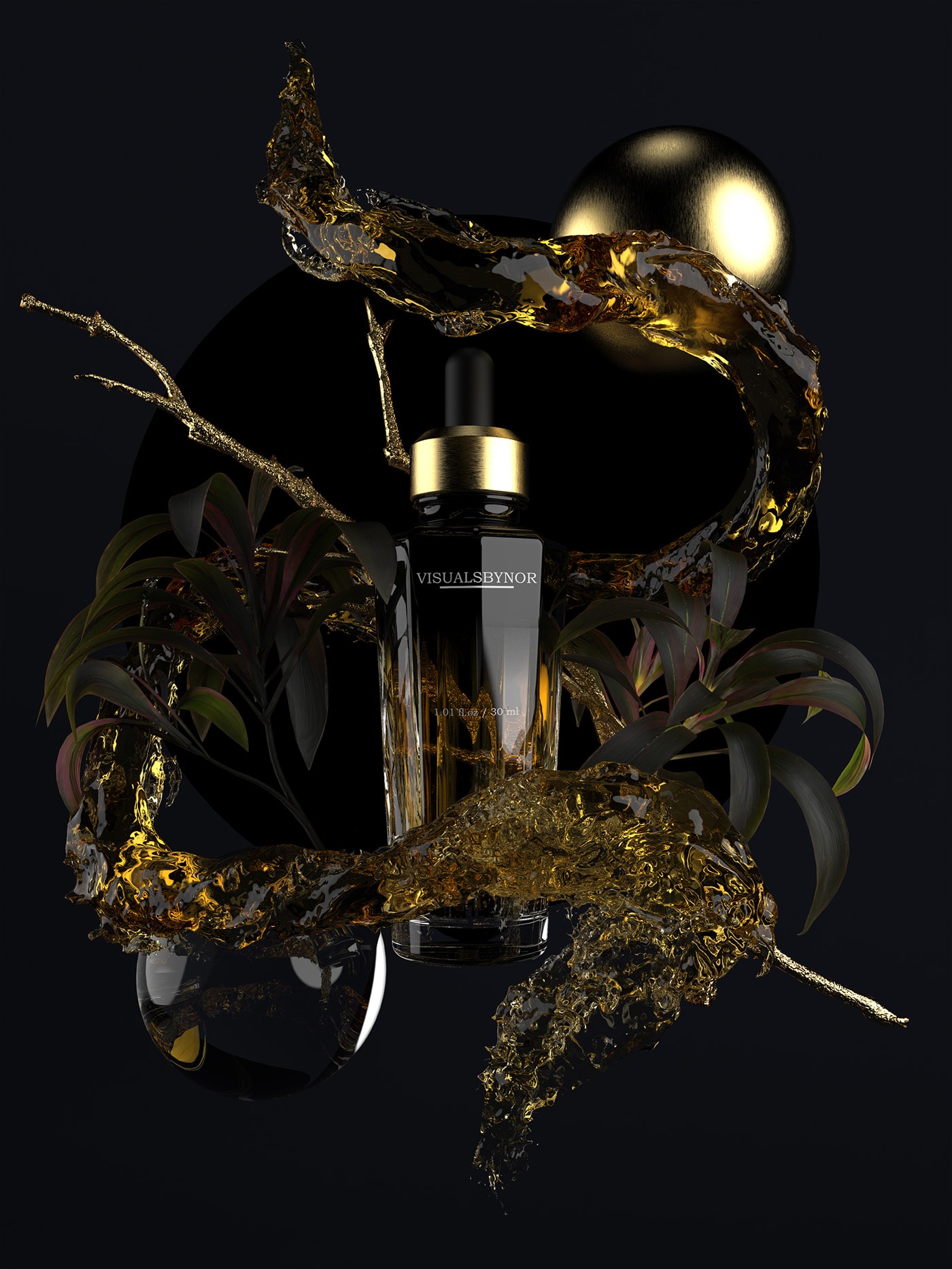 A 3D visualization of a luxurious cosmetics product