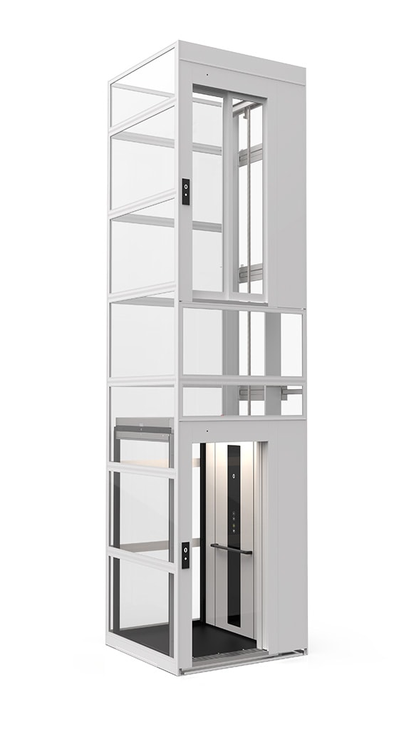 A clean product visualization of a cabin lift