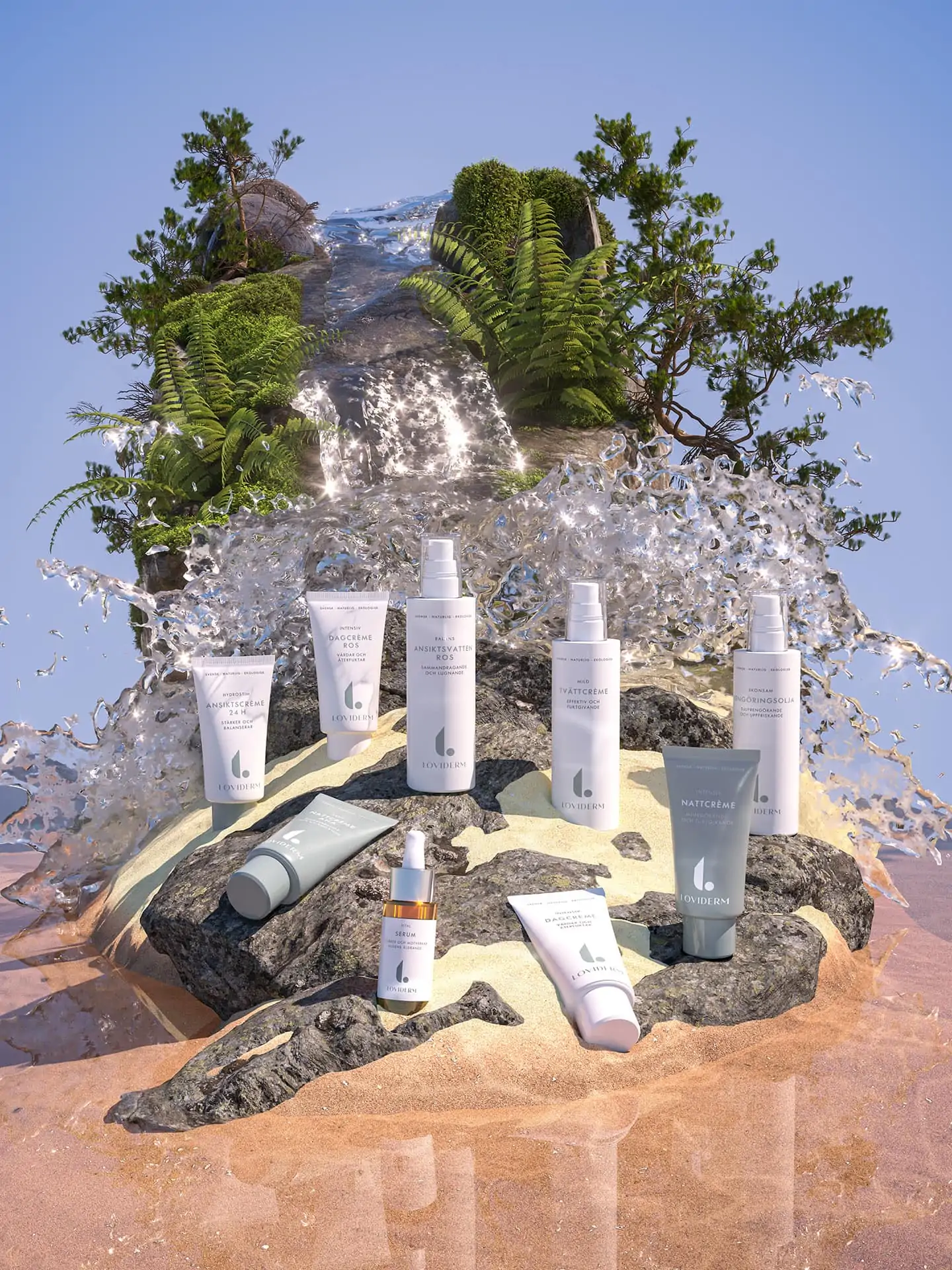 Loviderm group photo water simulation shot